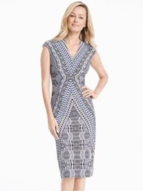 White House Black Market Dresses & Skirts - WHBM White House Black Market Multicolor Geo-Pattern Dress Size 6 NWT